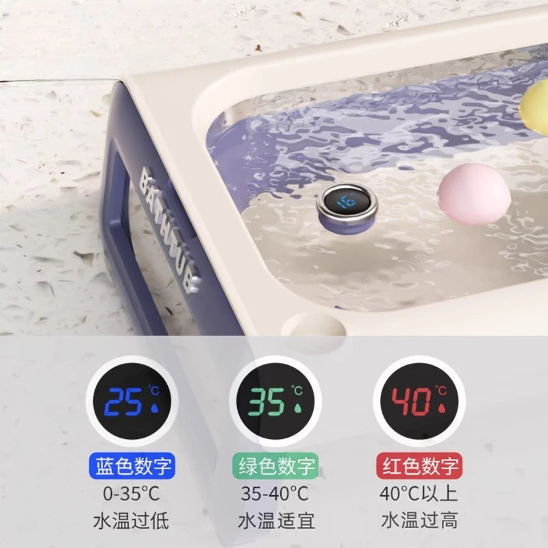 Temperature Sensing Bath Tub Folding Household Tub Sitting and Lying Products Bath Tub
